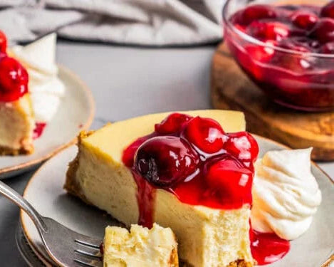 Baked Cheesecake with  Sour Cherries